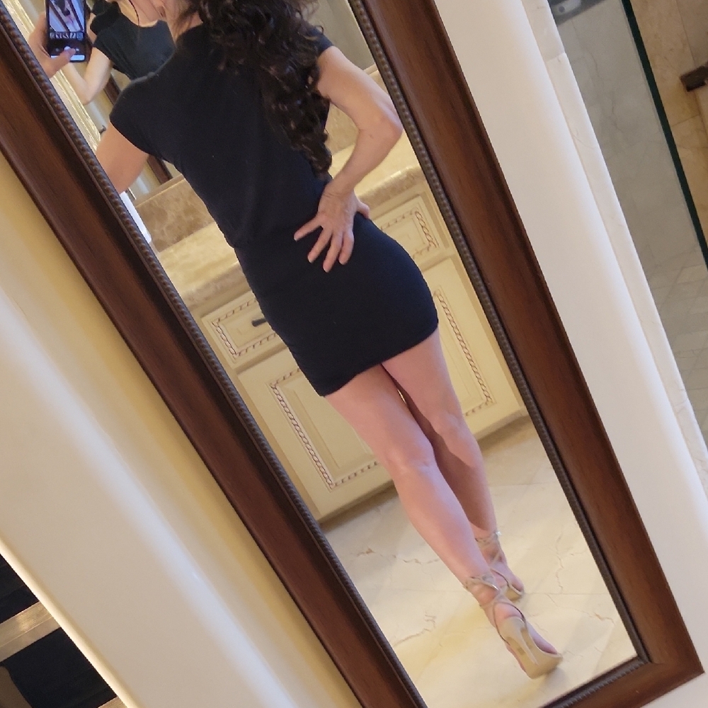 FRAME Elegant Navy Blue Criss-cross Bodycon Dress, XXS - Picture 12 of 15